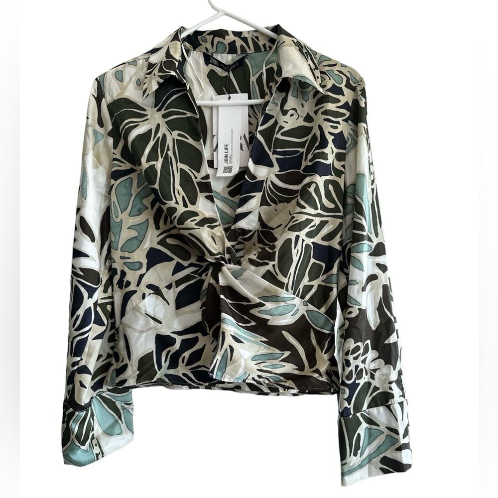 ZARA TROPICAL PRINT TOP